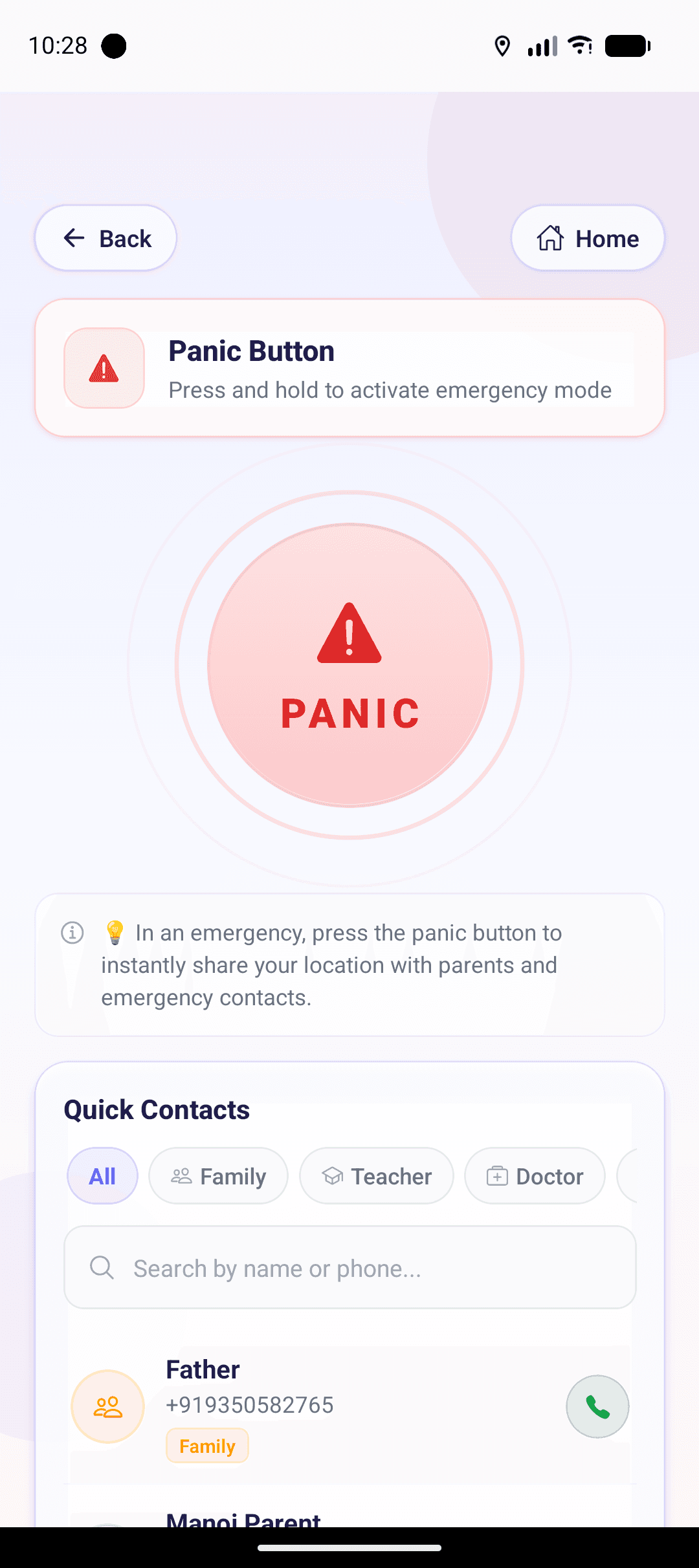 Panic button — SafeAnywhere Guard